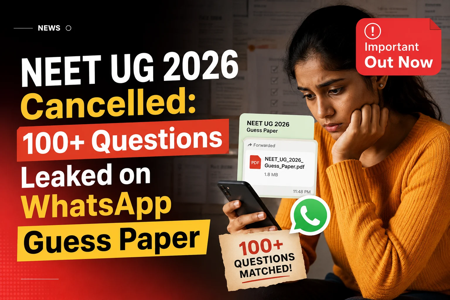 NEET UG 2026 Cancelled: 100+ Questions Leaked on WhatsApp Guess Paper 