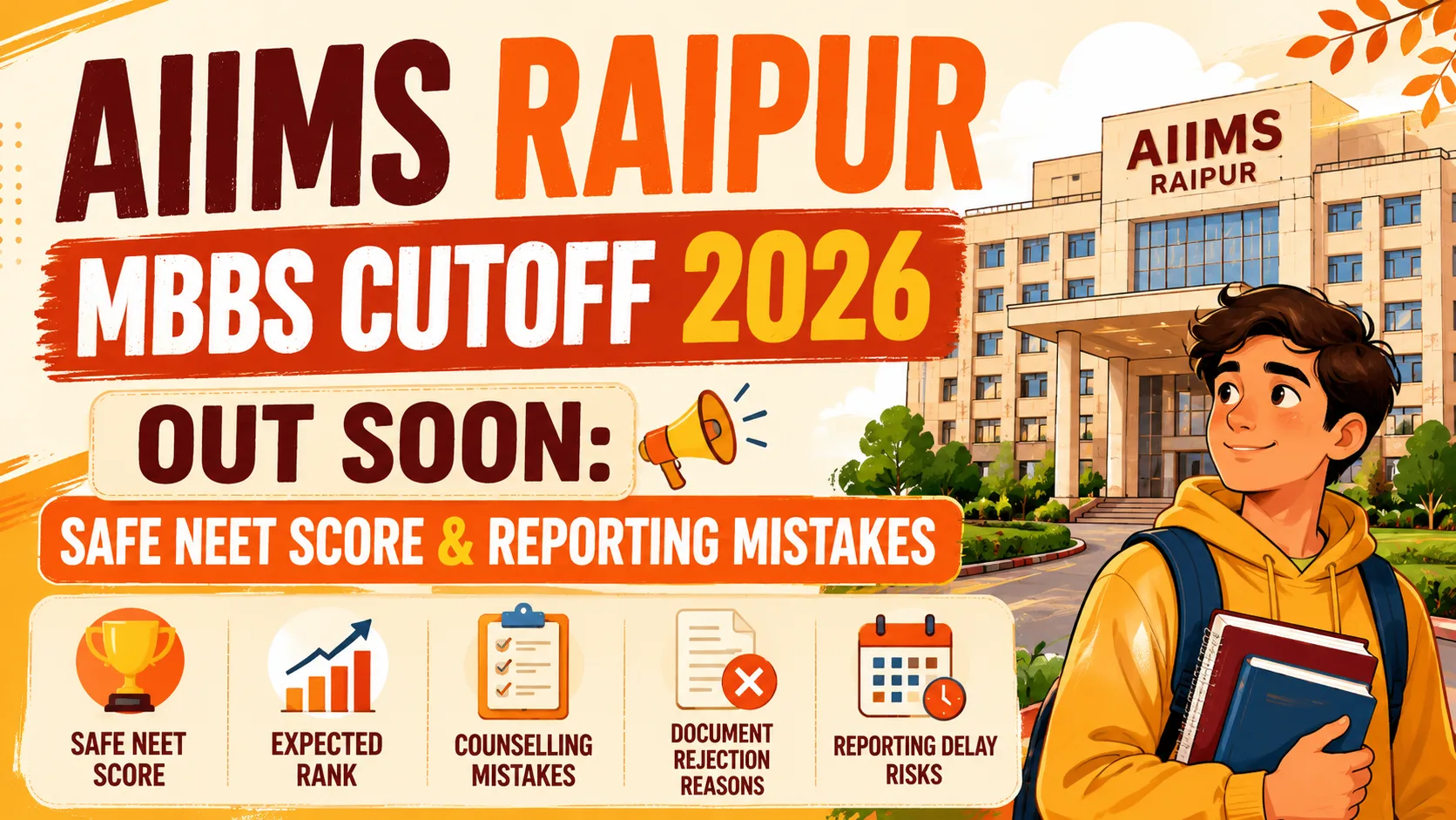 AIIMS Raipur MBBS Cutoff 2026 Out Soon: Safe NEET Score & Reporting Mistakes